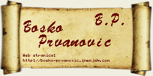 Boško Prvanović vizit kartica